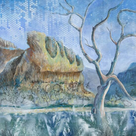 Basalt: Tieton River, acrylic on paper. 15 x 22